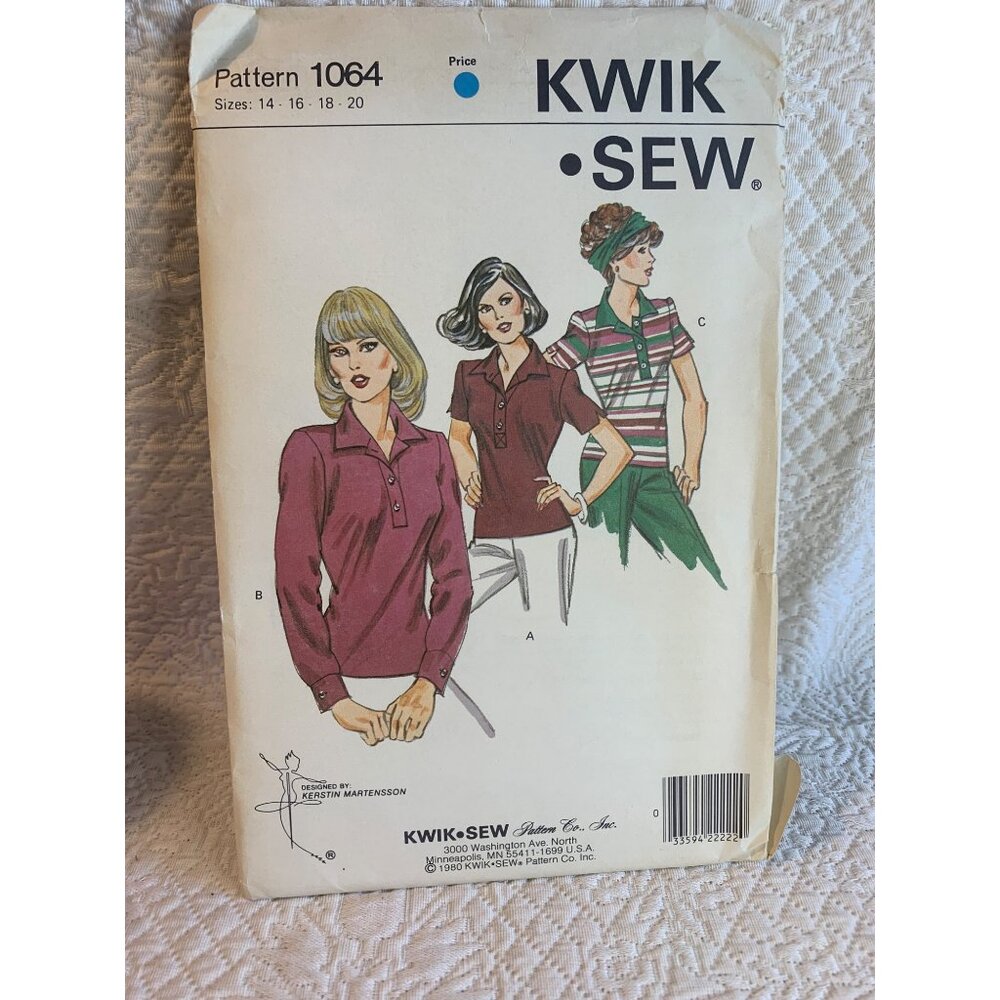 Kwik Sew Misses Top Sewing Pattern Size 14 16 18 20 1064 - uncut